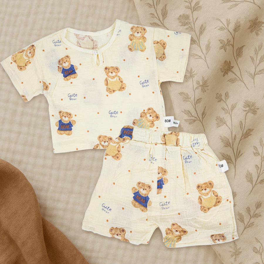 Ecobaby Setelan Anak Motif Beruang Cherry Bunga - Gambar 2